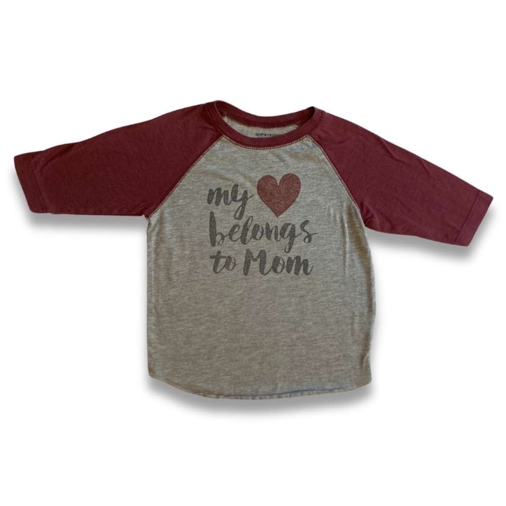 Kids Valentines Shirt My Heart Belongs To Mom T-shirt Toddler Size 4 GUC